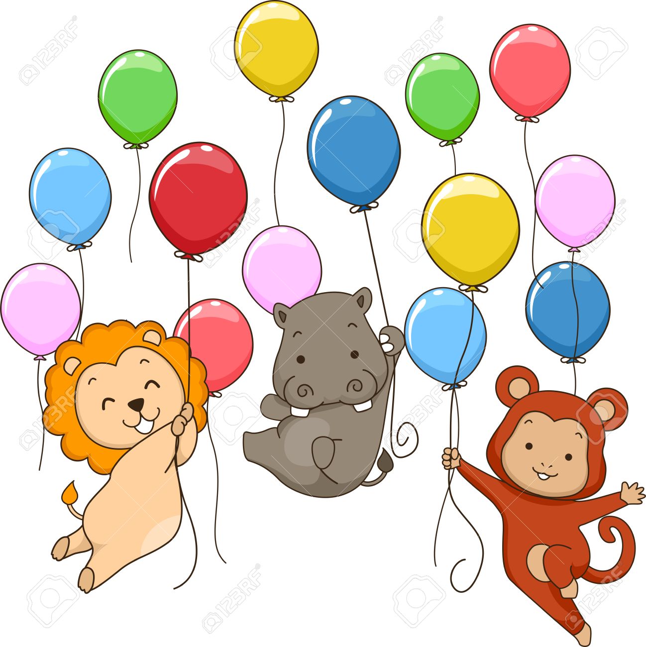イラストかわいいジャングルの動物のカラフルな風船につかまって の写真素材 画像素材 Image イラストかわいいジャングルの動物のカラフルな風船につかまって の写真素材 画像素材 Image