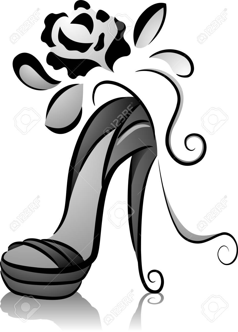 黒と白のイラスト オープンのつま先の小剣 の写真素材 画像素材 Image