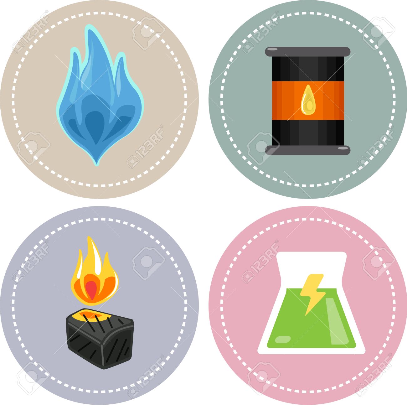 Icon Illustration Die Quellen Von Nicht Erneuerbare Energie Erdgas Ol Kohle Und Atom Lizenzfreie Fotos Bilder Und Stock Fotografie Image