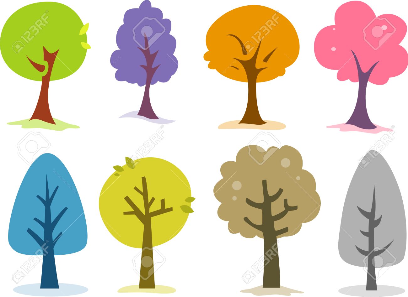 さまざまな形 色 およびサイズの木の特徴の図 の写真素材 画像素材 Image