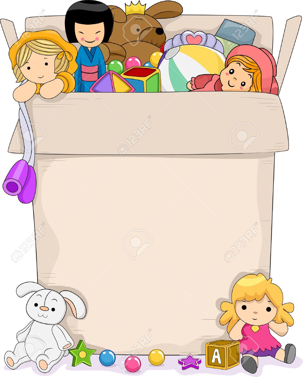Que Ofrece Niñas Ilustración Para Una De Llena Juguetes Fondo Del Caja pGMLUzVqS