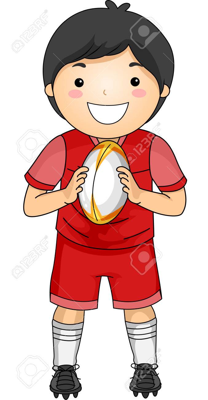 ラグビーのギアに身を包んだ少年のイラストのイラスト素材 ベクタ Image