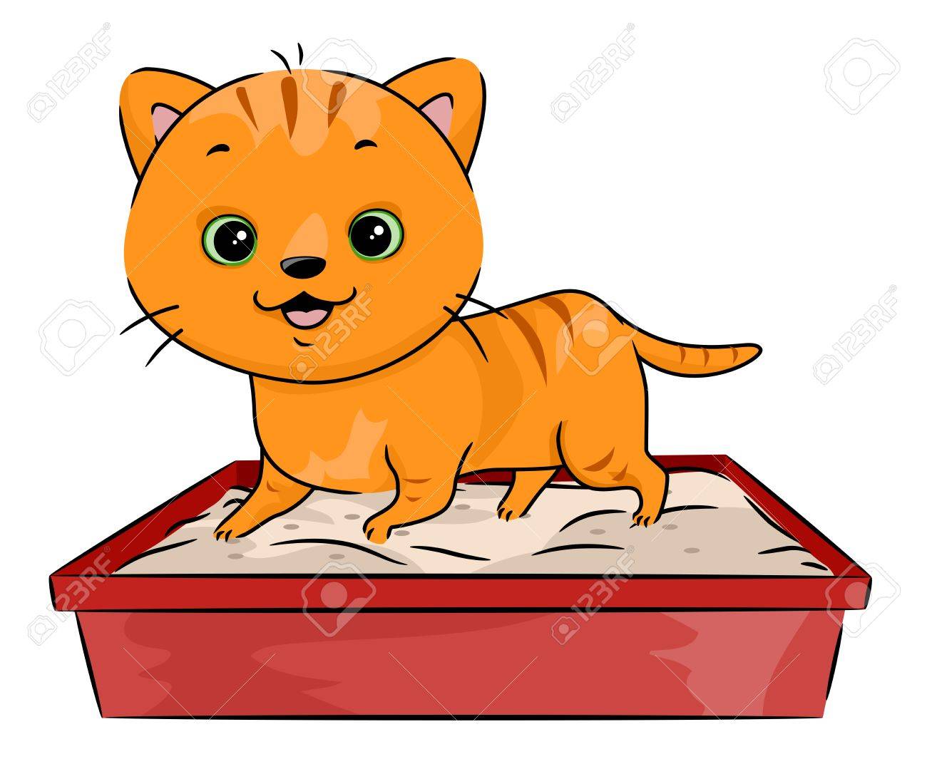 特徴 猫歩くすべての上のごみボックスの図のイラスト素材 ベクタ Image