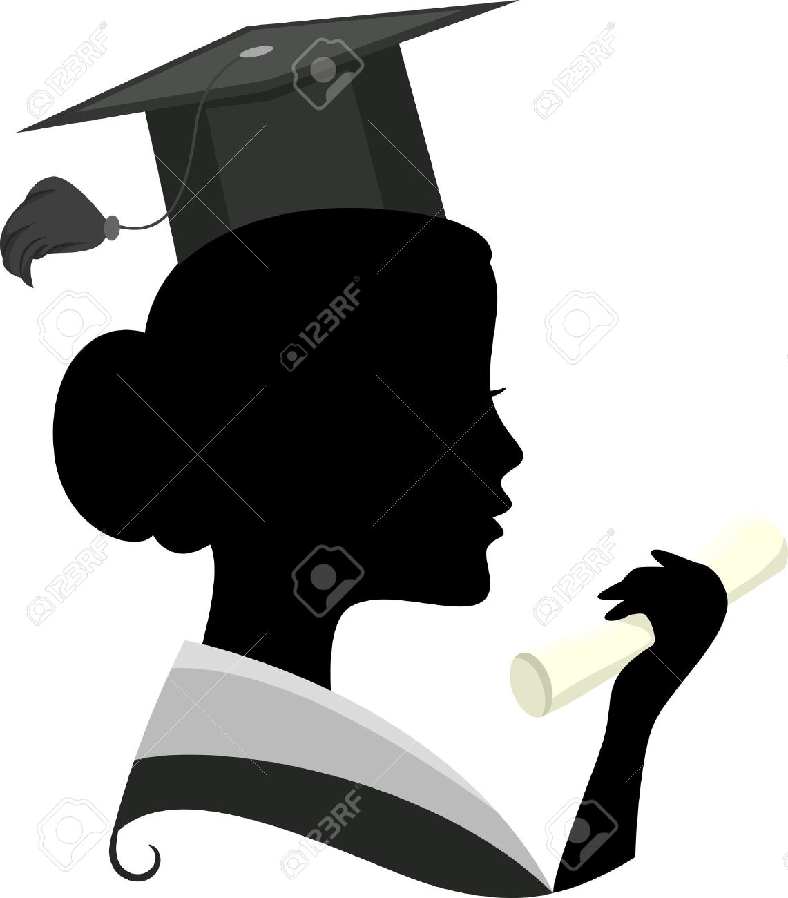 卒業衣装を着ている女性のシルエットをあしらったイラスト のイラスト素材 ベクタ Image 33397031