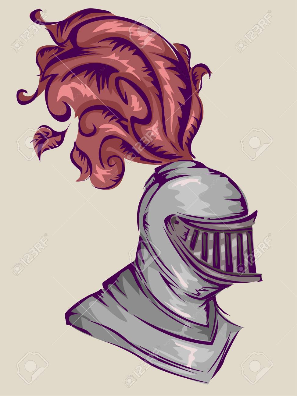 中世の騎士の兜のイラスト の写真素材 画像素材 Image