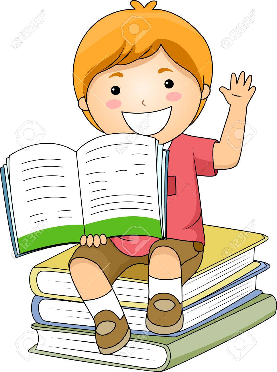 彼の手を上げながら開いた本を保持している男の子のイラスト の写真素材 画像素材 Image 彼の手を上げながら開いた本を保持している男の子のイラスト の写真素材 画像素材 Image