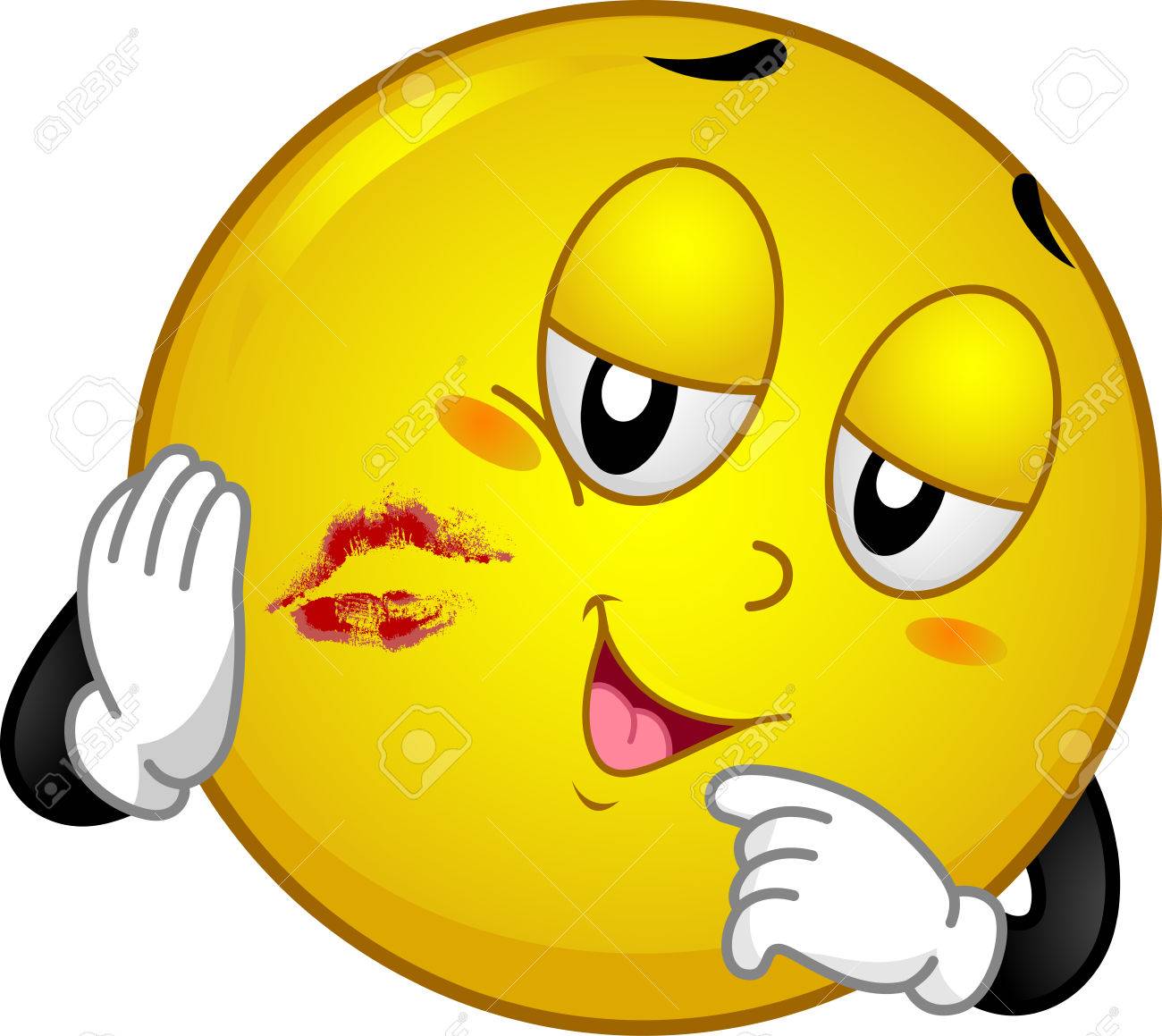 その顔に口紅を染色したスマイルのマスコット イラスト の写真素材 画像素材 Image