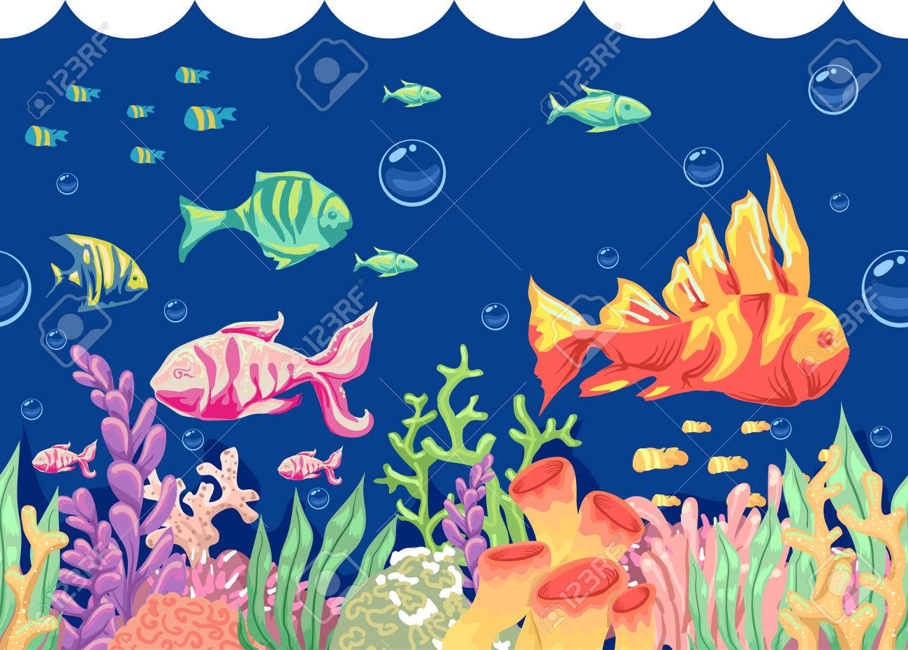 サンゴと海藻の周りの魚の水泳のカラフルなイラスト の写真素材 画像素材 Image サンゴと海藻の周りの魚の水泳のカラフルなイラスト の写真素材 画像素材 Image