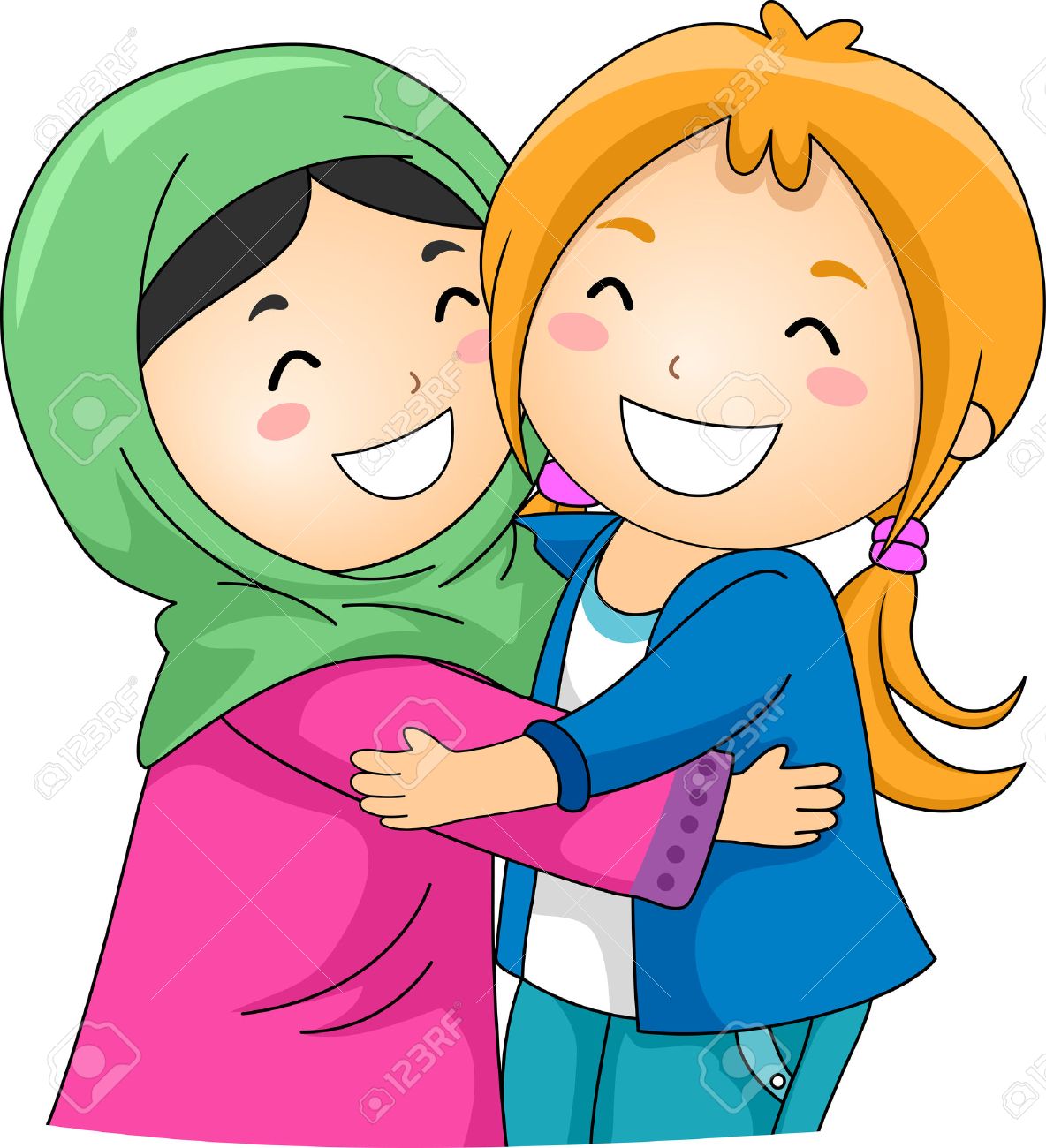 イスラム教徒とお互いをハグ非イスラム教徒の少女のイラスト の写真素材 画像素材 Image イスラム教徒とお互いをハグ非イスラム教徒の少女のイラスト の写真素材 画像素材 Image