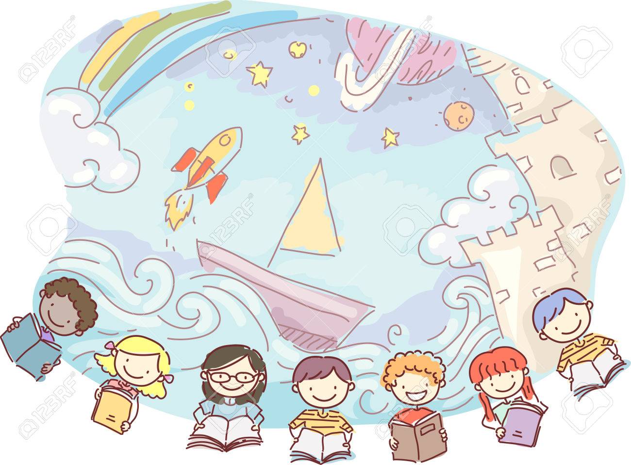 落書きイラストの子供にしようとして想像何彼らを読んでいます の写真素材 画像素材 Image 落書きイラストの子供にしようとして想像何彼らを読んでいます の写真素材 画像素材 Image