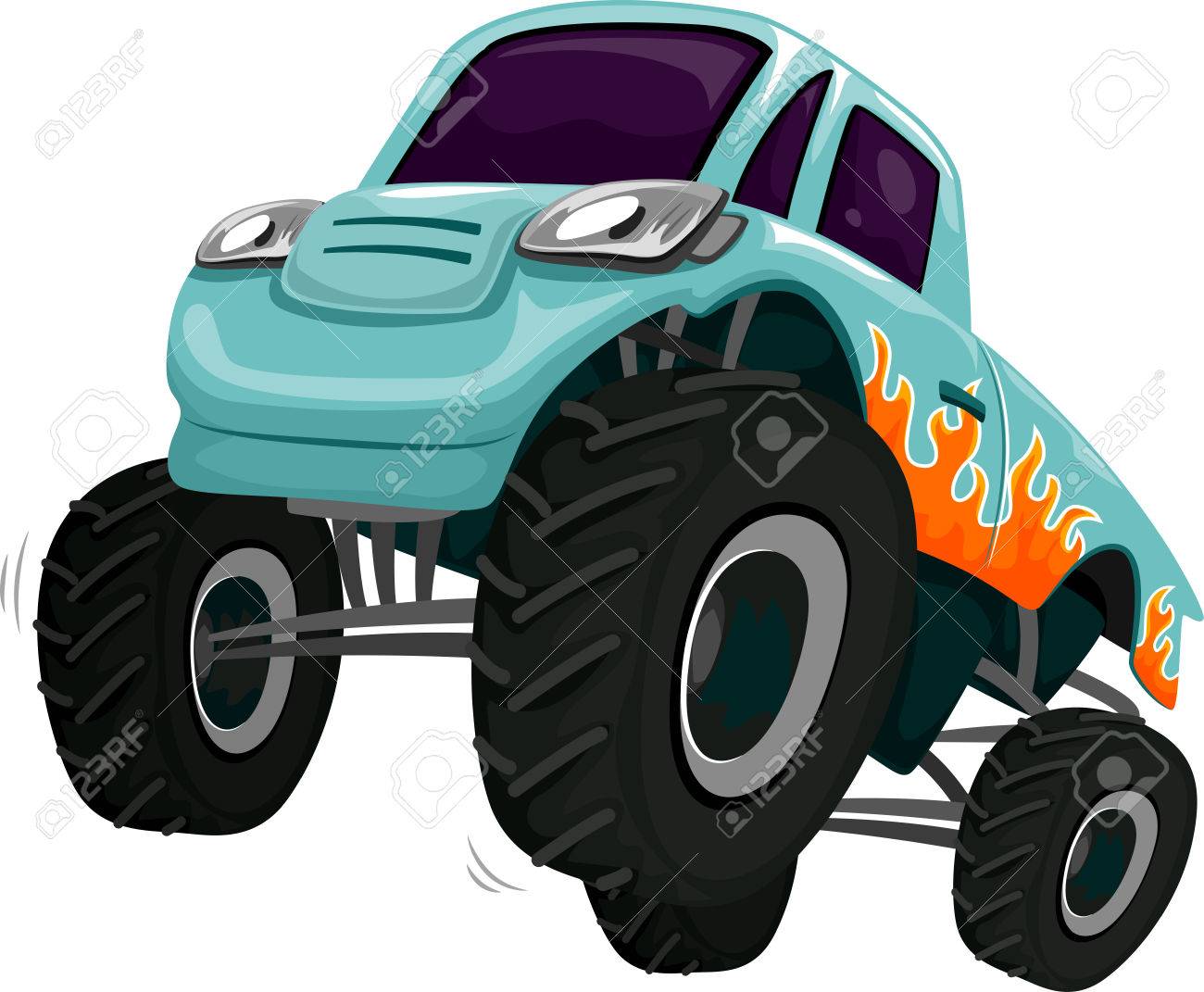 illustration of a monster truck revving its engine stock photo