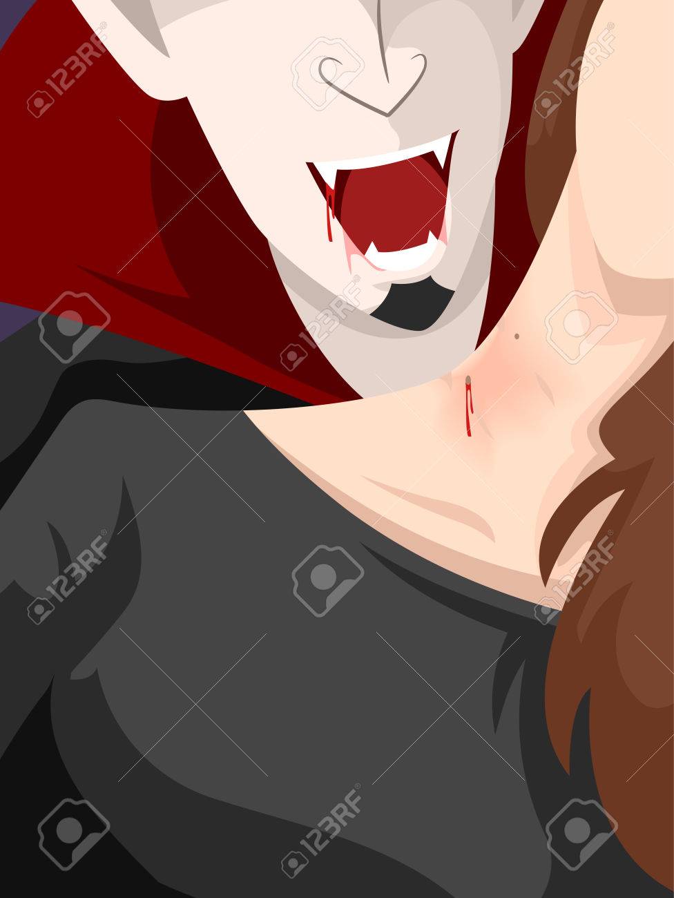 少女の首を噛んで吸血鬼のハロウィン イラスト の写真素材 画像素材 Image