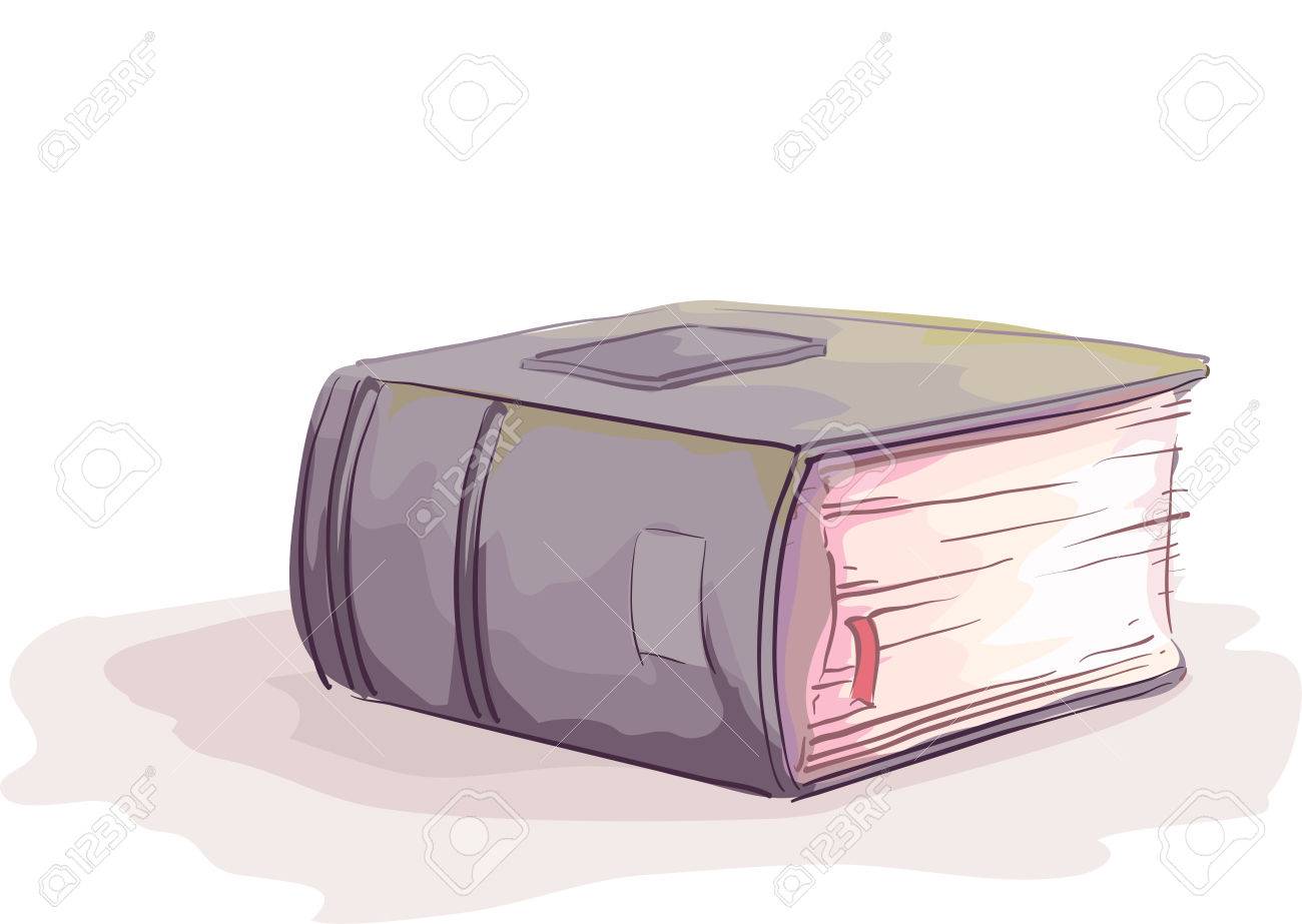 sketchy illustration of a thick hardbound book with a marker stock