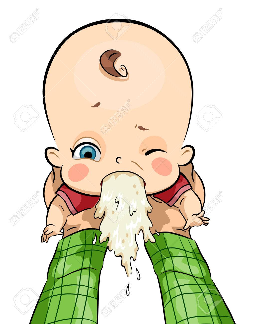Illustration D Un Bebe Malade Vomissements Tout En Etant Maintenu Banque D Images Et Photos Libres De Droits Image