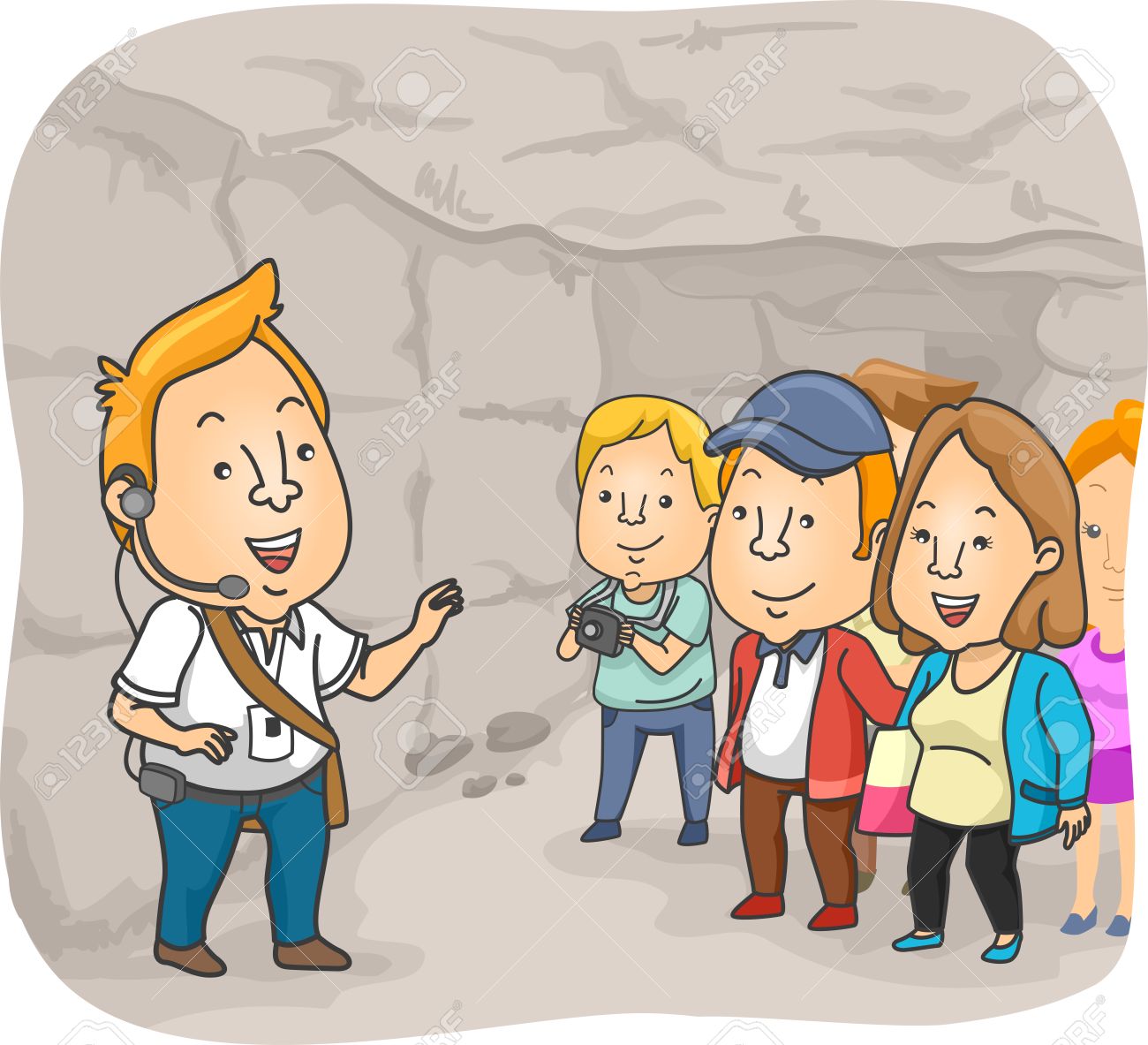 カタコンベの中 熱弁を提供するツアー ガイドのイラスト の写真素材 画像素材 Image