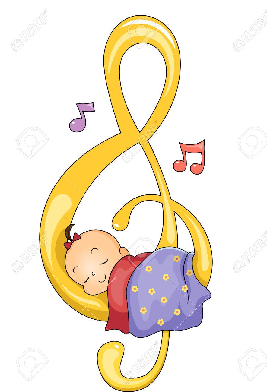 G 音部記号で平和的に寝ている赤ちゃんのイラスト の写真素材 画像素材 Image