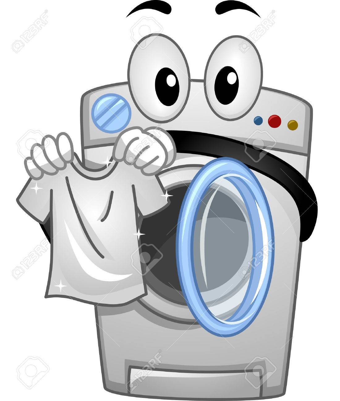 Mascot Illustration of a Washing Machine Handling a White Clean Shirt - 54948826 Mascot Illustration of a Washing Machine Handling a White Clean Shirt - 54948826