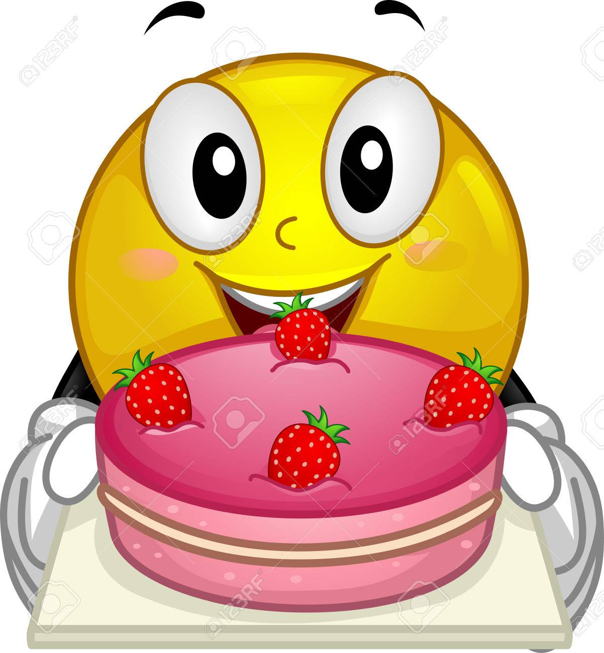 Illustration Of A Smiley Showing A Strawberry Cake Stock Photo Picture And Royalty Free Image Image Illustration Of A Smiley Showing A Strawberry Cake Stock Photo Picture And Royalty Free Image Image