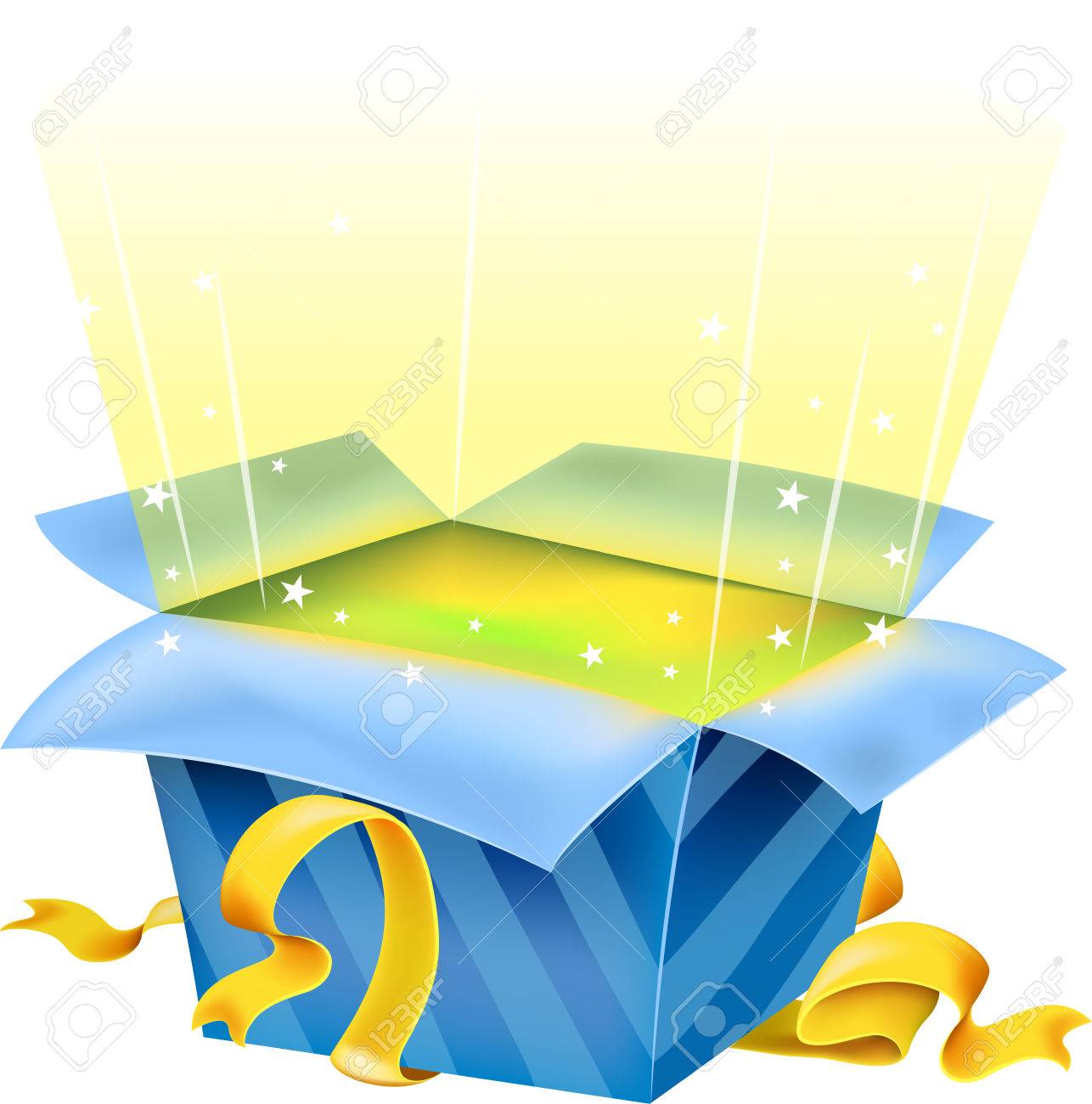 イラスト サプライズ ギフト ボックス オープンの光と輝く星 Eps10 の写真素材 画像素材 Image