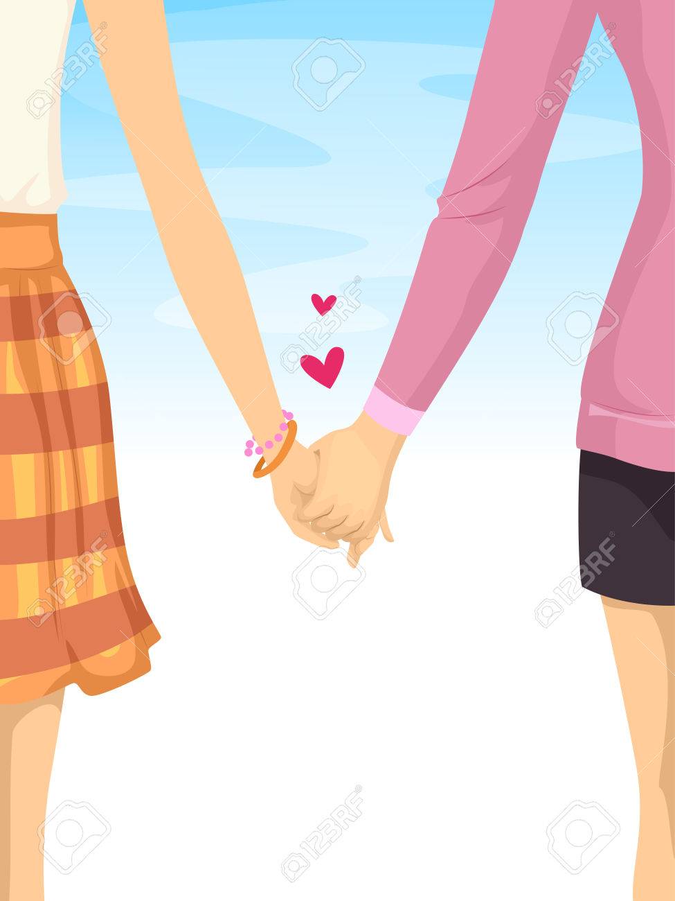 手を繋いでいるレズビアンのカップル関係のイラスト の写真素材 画像素材 Image