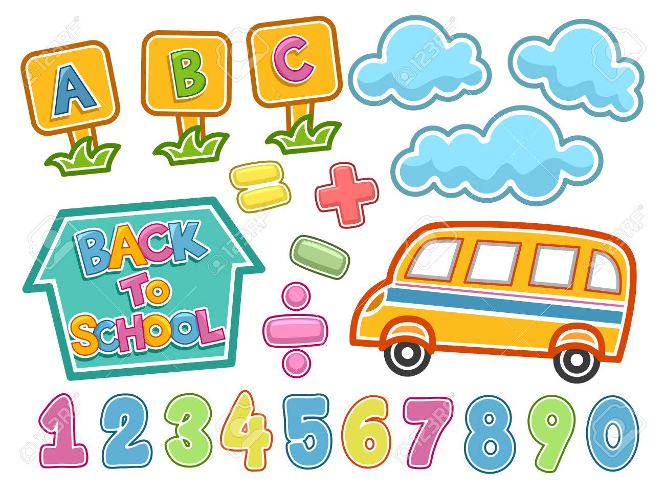 Illustration Pret A Imprimer Des Autocollants De L Ecole Elements Connexes Banque D Images Et Photos Libres De Droits Image