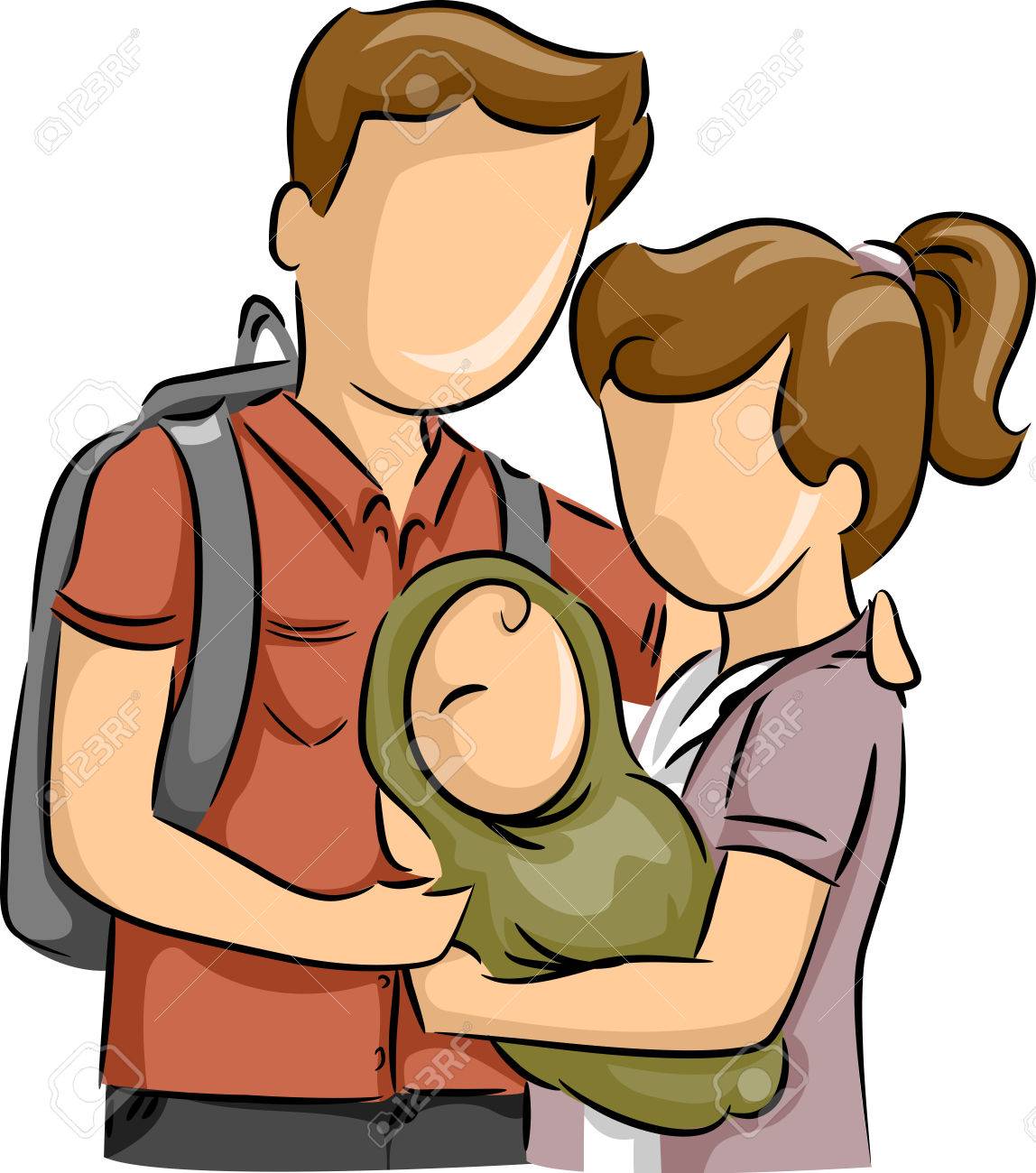 Illustration Of A Teenage Couple Cradling Their Baby Stock Photo Picture And Royalty Free Image Image