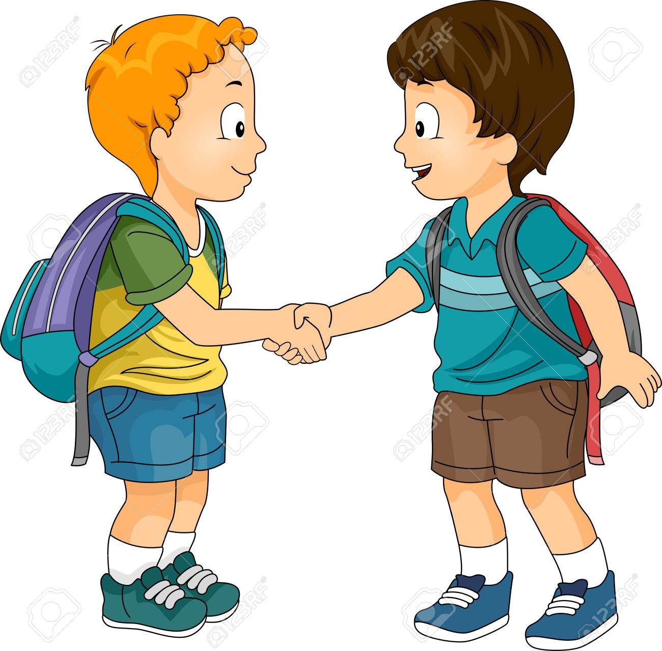 Illustration Kleine Jungen Hande Schutteln Lizenzfreie Fotos Bilder Und Stock Fotografie Image 64885314