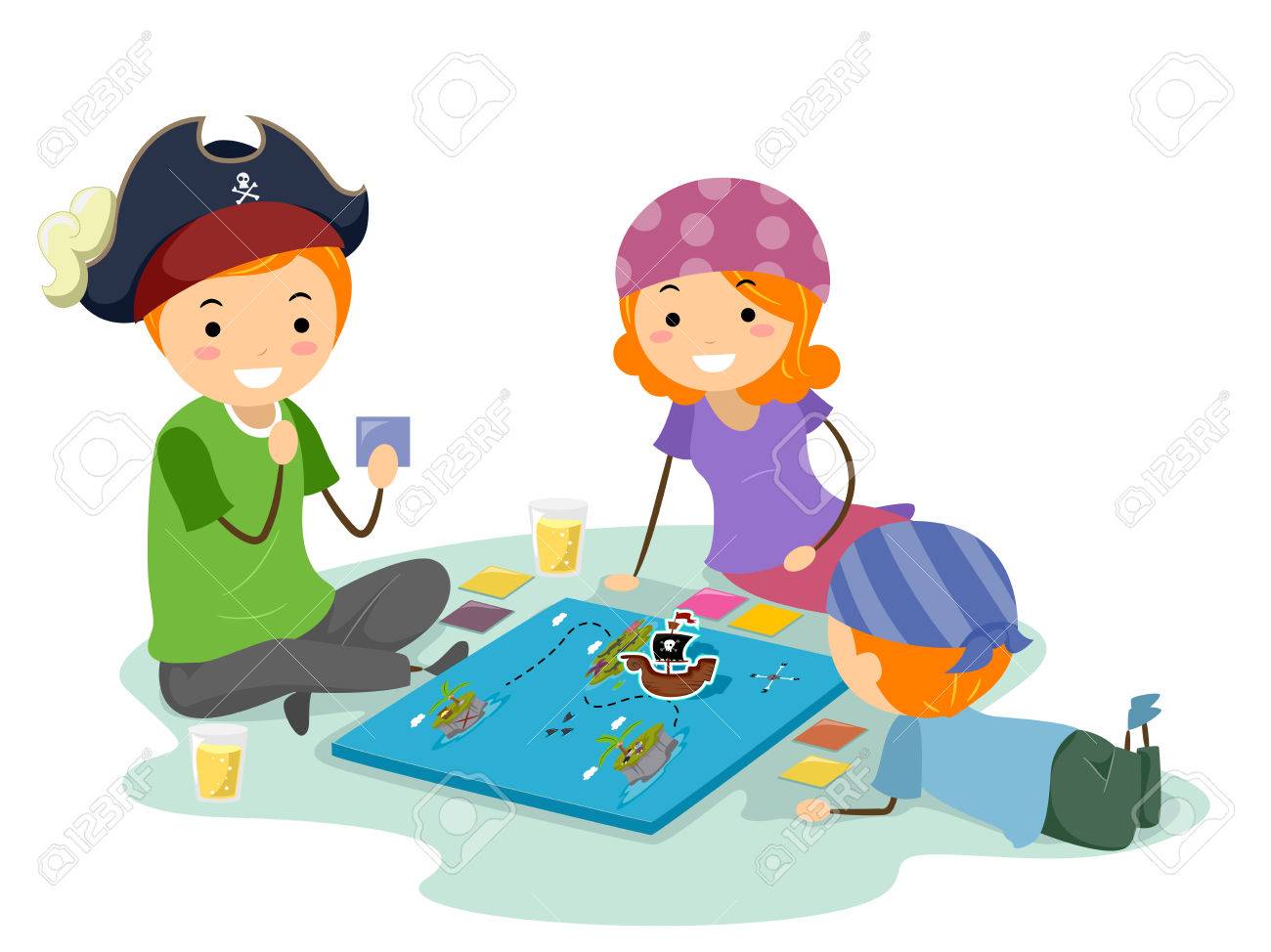 バッター イラスト ボード ゲームの海賊に扮した家族の特徴 の写真素材 画像素材 Image