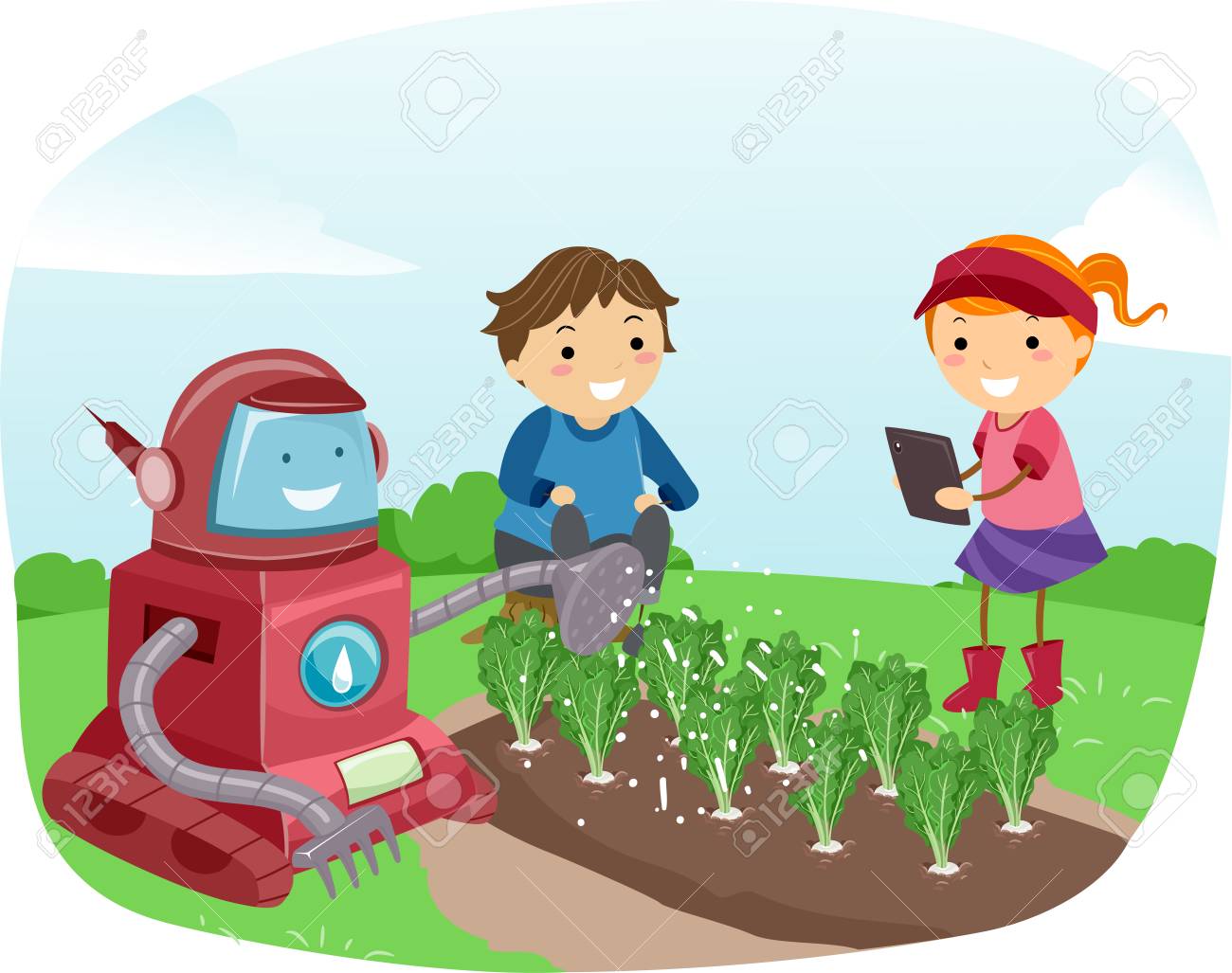 棒人間の子供は作物の水にモバイル デバイスを使用してロボットを制御する図 の写真素材 画像素材 Image 棒人間の子供は作物の水にモバイル デバイスを使用してロボットを制御する図 の写真素材 画像素材 Image