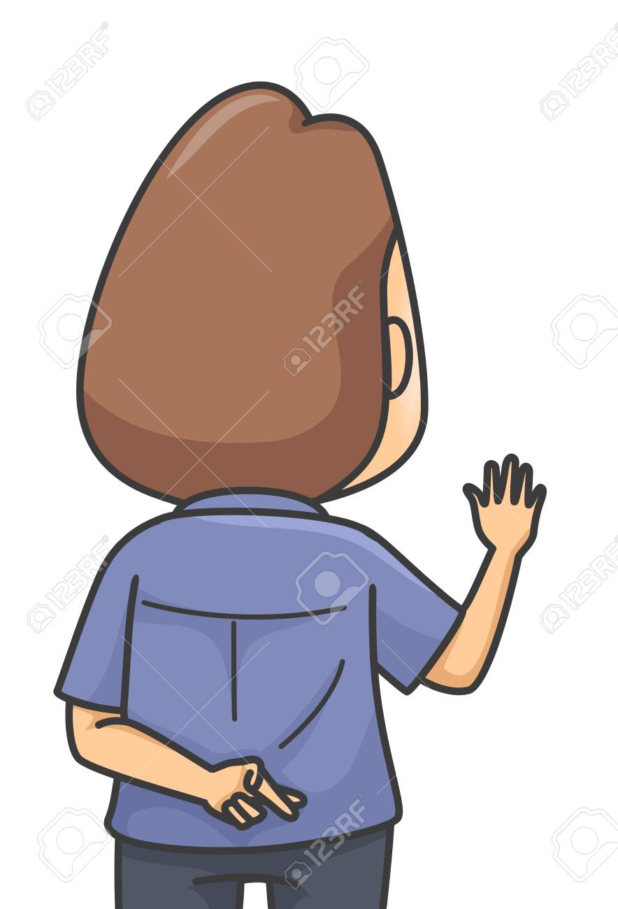 Illustration Montrant Un Homme Qui Croise Les Doigts Derriere Son Dos Alors Qu Il Jure De Dire La Verite Banque D Images Et Photos Libres De Droits Image