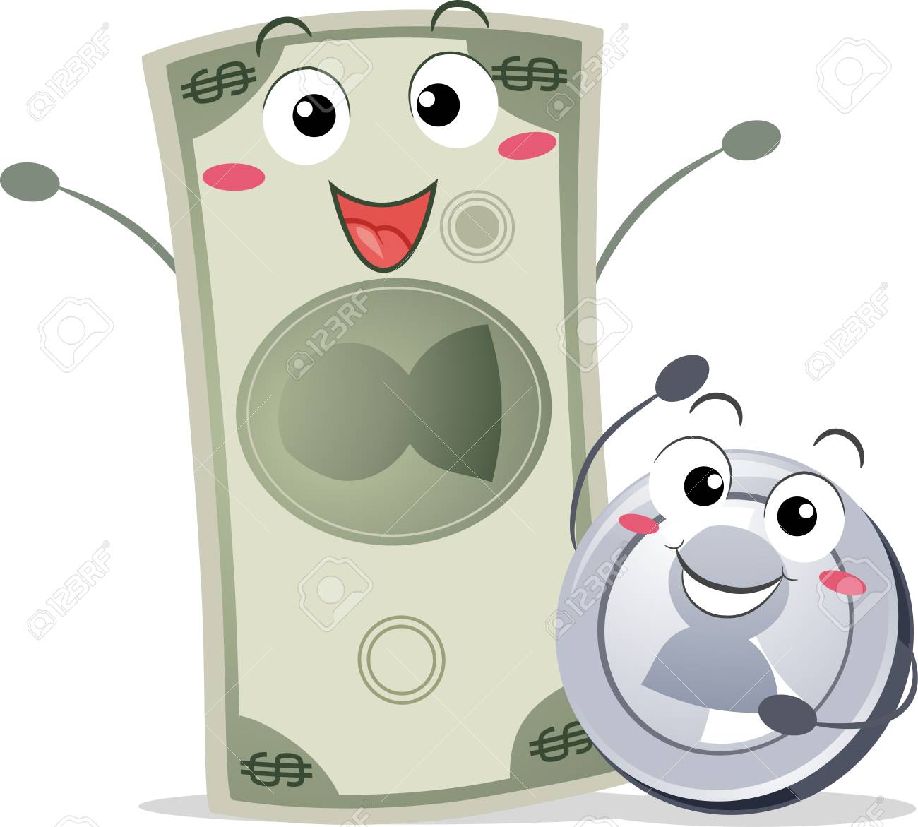 ハッピー コインで幸せなドル紙幣のイラスト の写真素材 画像素材 Image