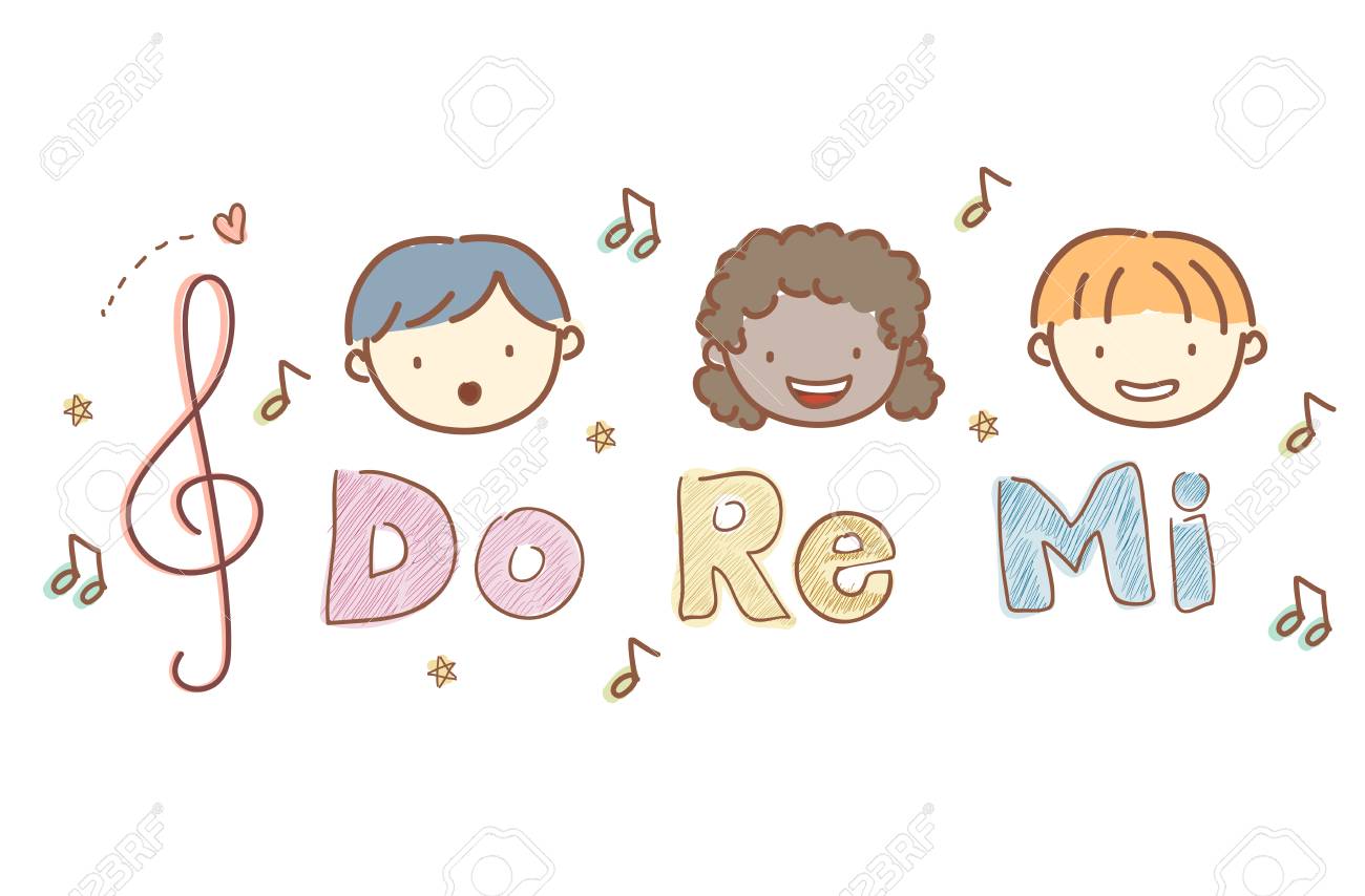 バッターのイラスト子供の頭歌かドレミ音符と の写真素材 画像素材 Image