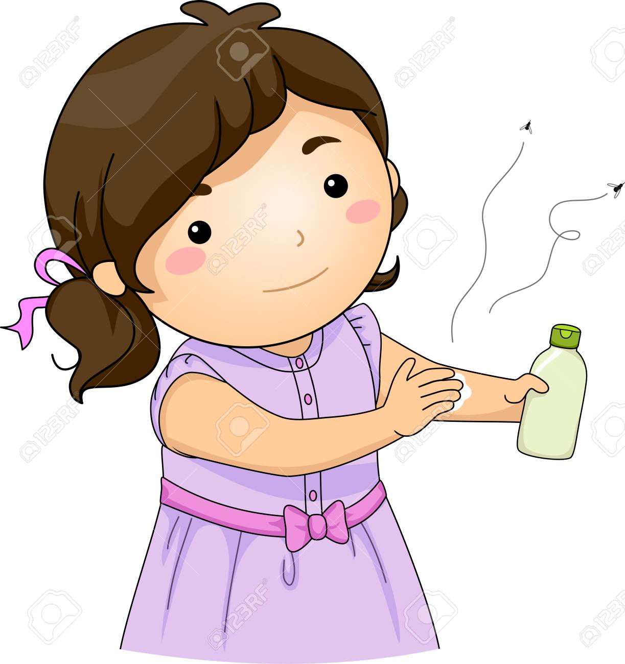 Illustration Of A Kid Girl Applying A Mosquito Repellent Lotion Stock Photo Picture And Royalty Free Image Image