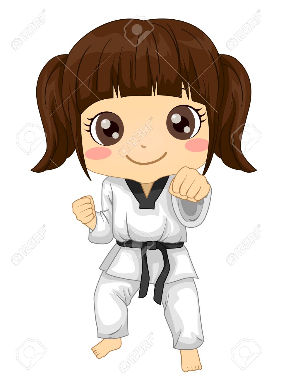 Illustration Of A Kid Girl In Uniform And In Taekwondo Pose Stock Photo Picture And Royalty Free Image Image