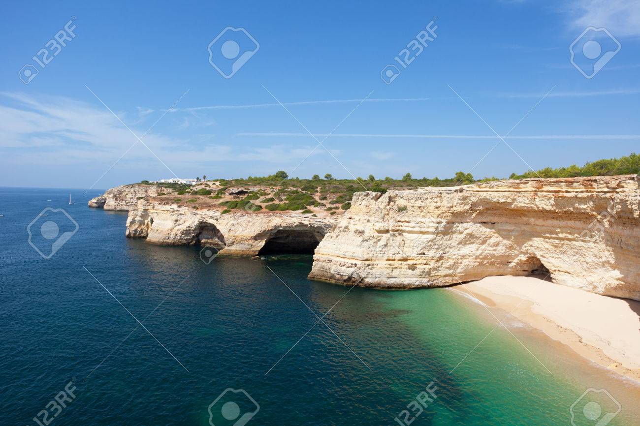 Praia De Benagil Beach On Atlantic Coast Algarve Portugal