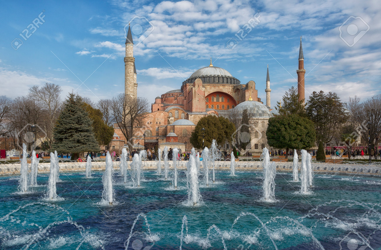 Fountain On Sultanahmet Square In Front Of Blue Mosque In Istanbul. St.  Sophia Cathedral Stock Photo, Picture and Royalty Free Image. Image  160705909., image size:1300x853
