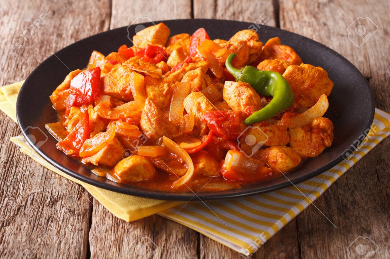 Indian Cuisine Spicy Chicken Jalfrezi With Pepper And Onion