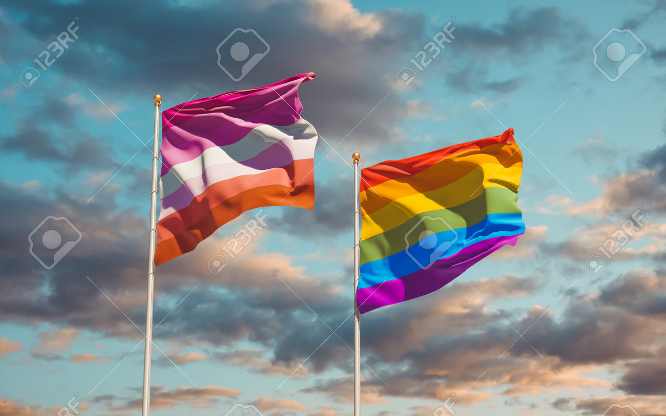 レズビアン高画質画像 リップスティックレズビアンとLGBTの旗。 3Dアートワークの写真素材・画像素材 Image 161250465