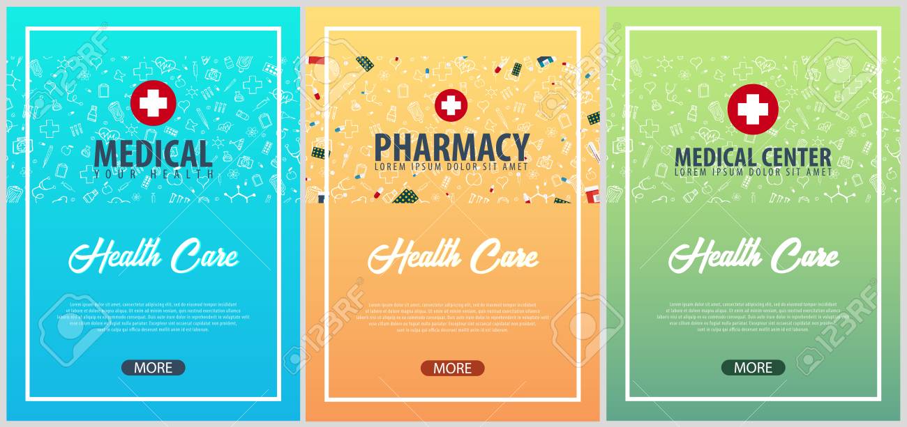 set of medical posters medical background health care vector