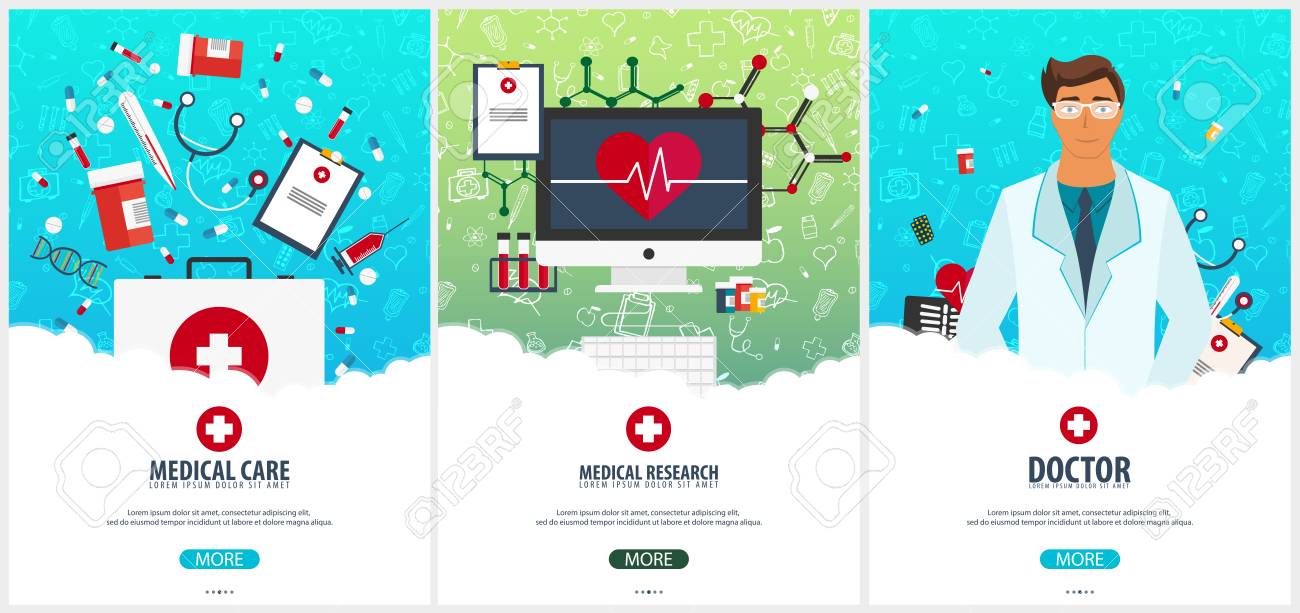 set of medical posters health care vector medicine illustration