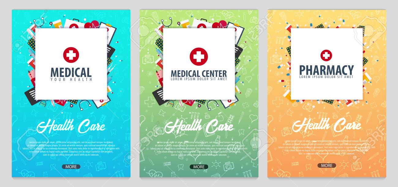 set of medical posters health care vector medicine illustration