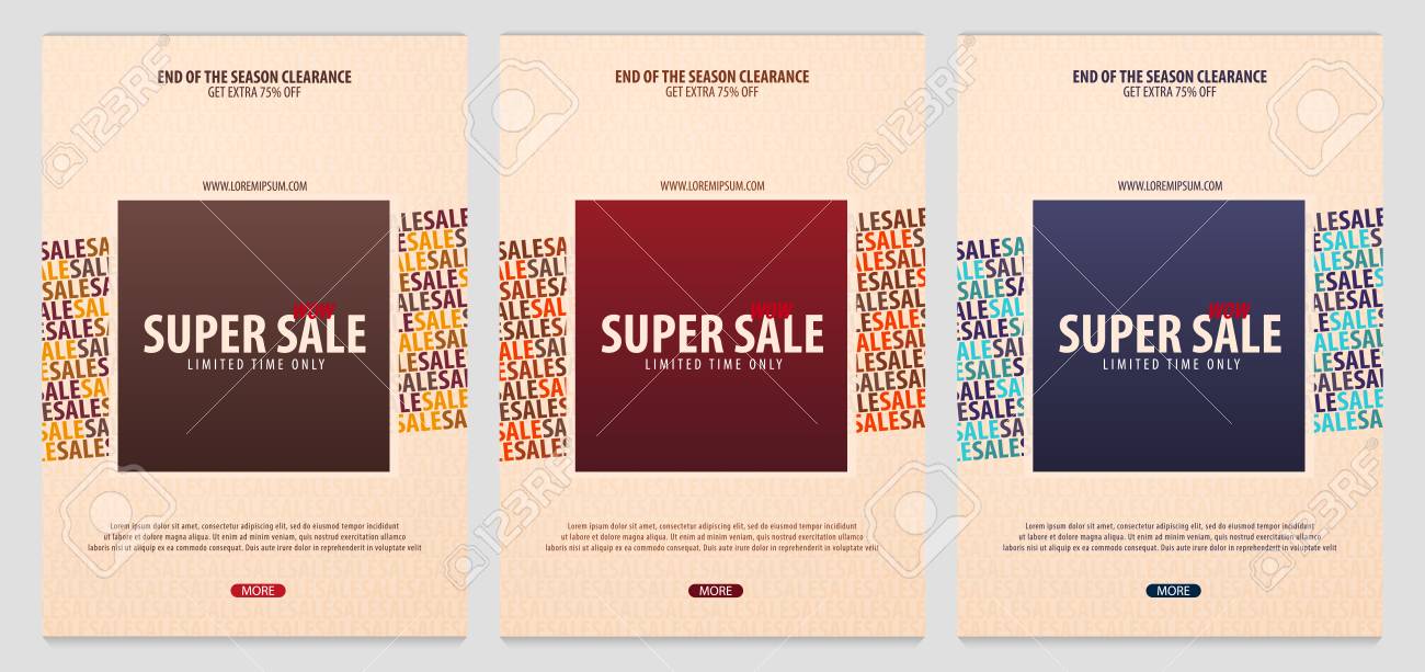 set of sale posters or flyers design discount background for store sales flyers