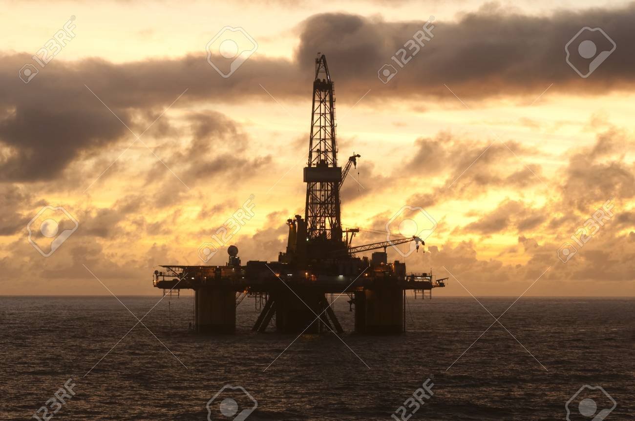 Ng Rig Bassin De Campos état De Rio De Janeiro Brésil Heure Du Coucher Du Soleil