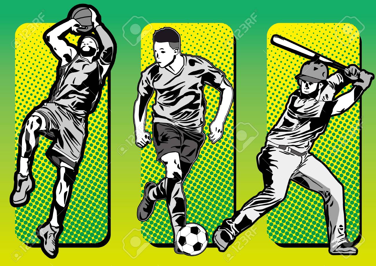 Sport icons and baseball basketball soccer players silhouettes - 101342223 Sport icons and baseball basketball soccer players silhouettes - 101342223