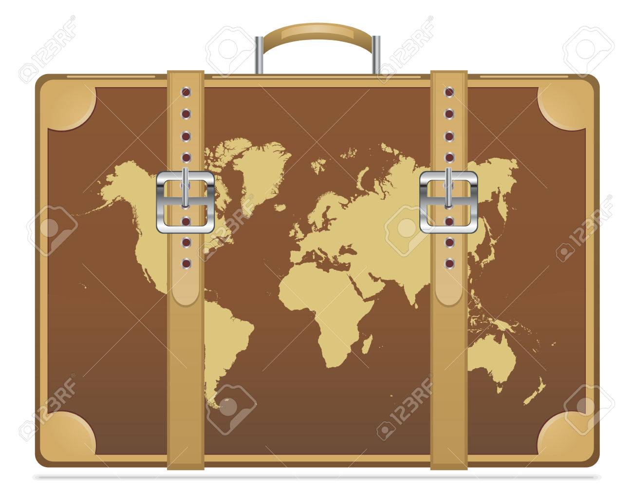 suitcase with world map