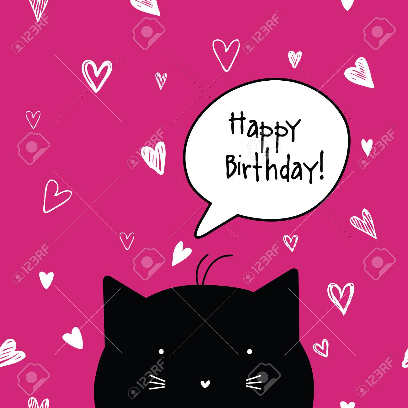 Carte De Joyeux Anniversaire Caractere De Chat Modele Element De Conception Graphique Clip Art Libres De Droits Vecteurs Et Illustration Image