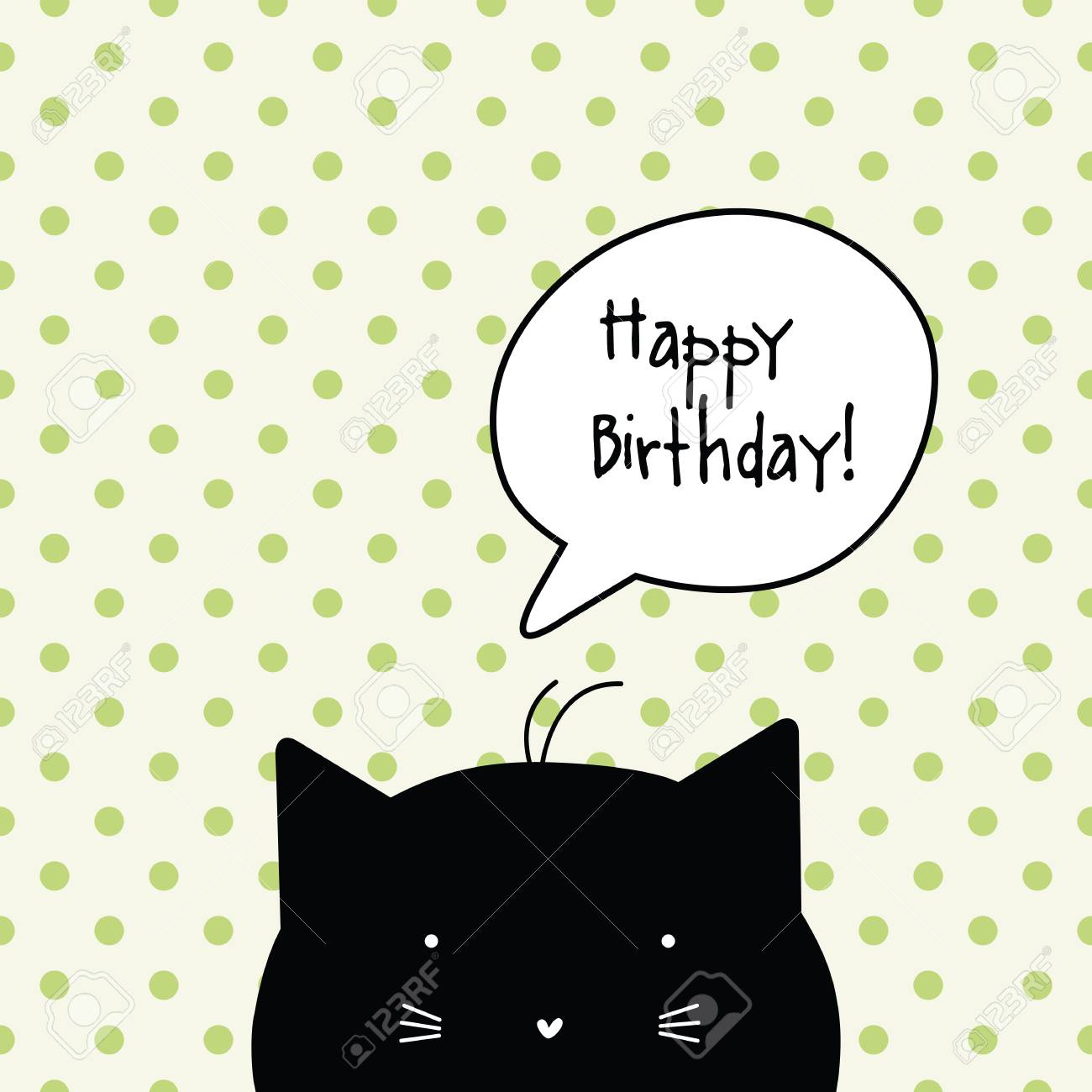 Happy Birthday Cat Card Printable Happy Birthday Card. Cat Character. Template. Graphic Design Element.  Royalty Free Svg, Cliparts, Vectors, And Stock Illustration. Image 76556332.