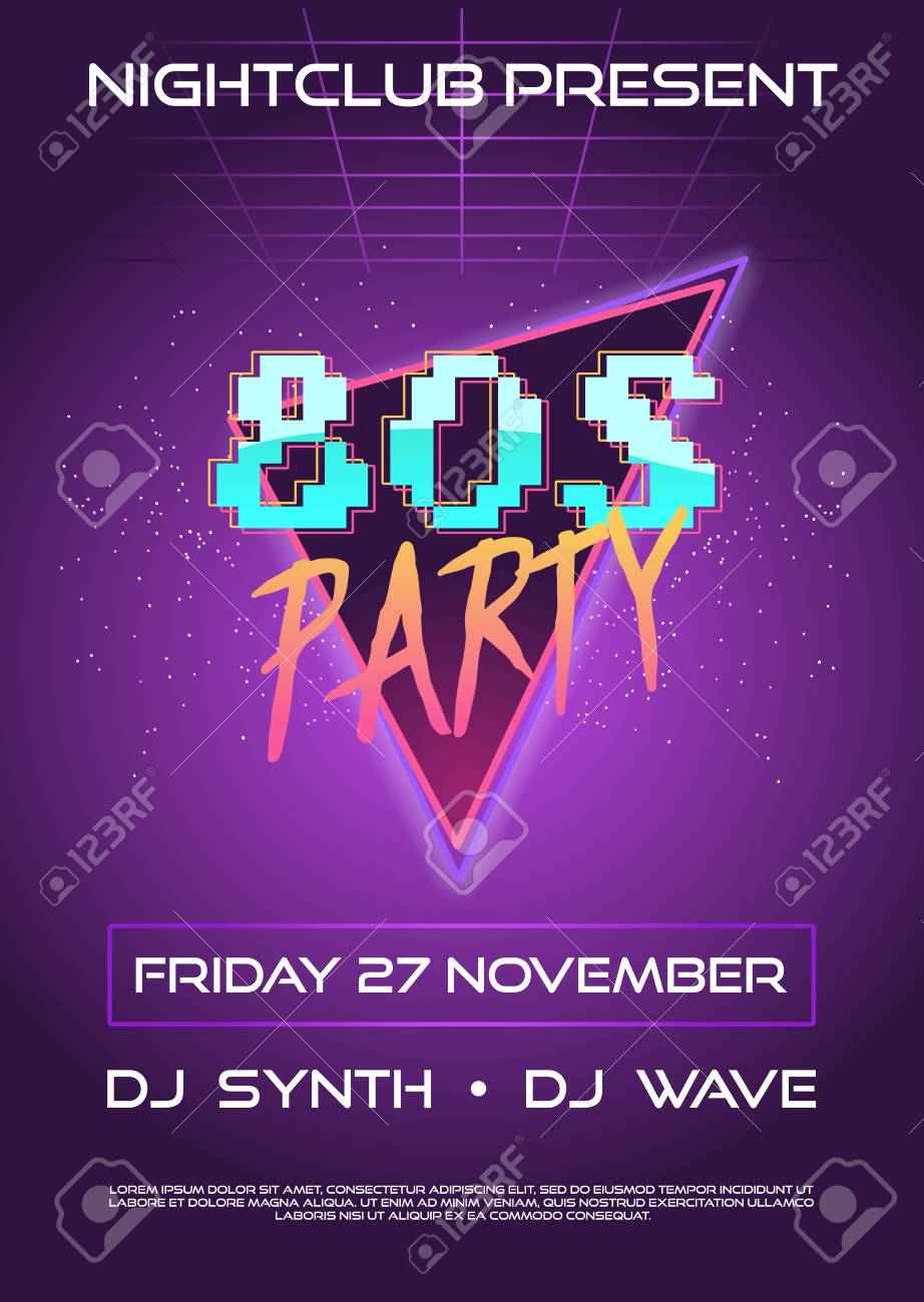 80s Retro Flyer Or Banner Invitation Poster Night Club Party Royalty Free Cliparts Vectors And Stock Illustration Image 110209266