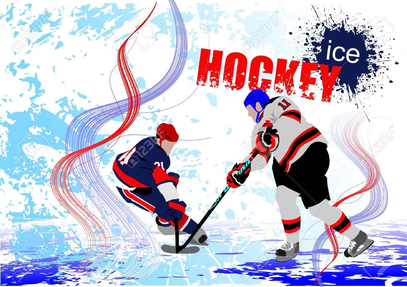 Ice Hockey Players Colored Vector Illustration For Designers Poster Royalty Free Cliparts Vectors And Stock Illustration Image
