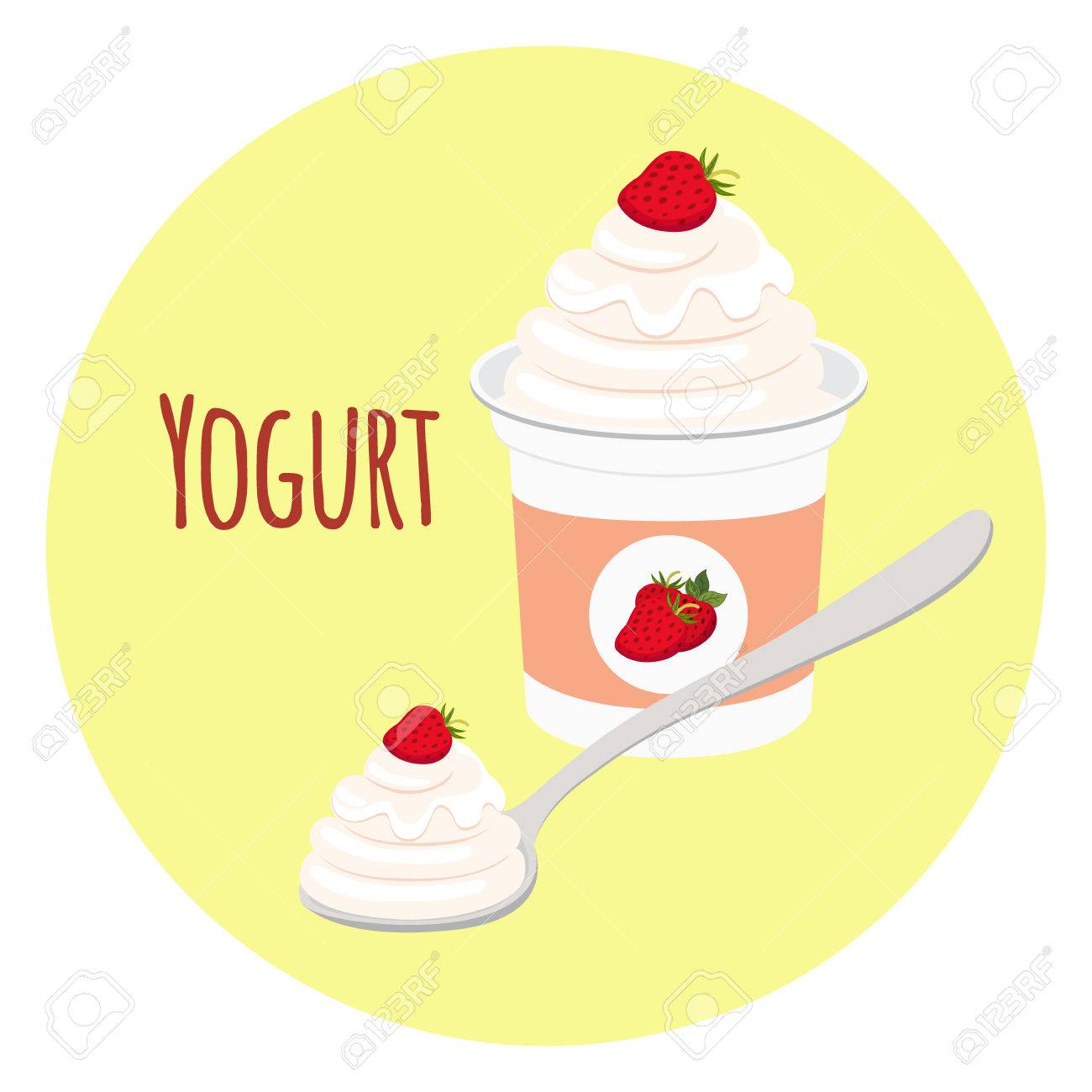 Set Different Fruit Yogurts Bowls Cartoon Flat Style Set Yogurts Stock  Vector by ©markskitsky 574128376, image size:1300x1300